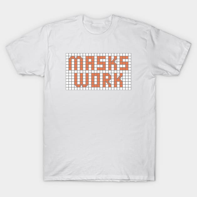 Science: Masks work (orange tile letters) T-Shirt by Ofeefee